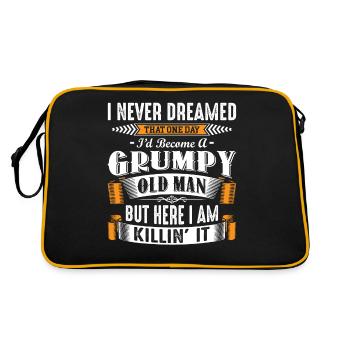 Grumpy Old Man Fathers Day - Retro Tasche - Schwarz/Gold - Hinten