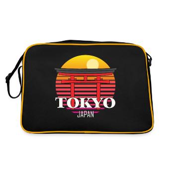 Tokyo Japon Temple Touristique Asie Japonais - Sac Retro - noir/or - Dos