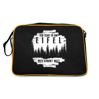Eifel Wandern Berge Wanderung Eifler - Retro Tasche - Schwarz/Gold - Hinten