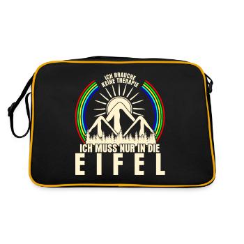 Eifel Wandern Berge Mittelgebirge Eifler - Retro Tasche - Schwarz/Gold - Hinten