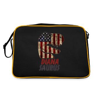 Patriotic Diana Dinosaur Dianasaurus - Retro Bag - black/gold - Back