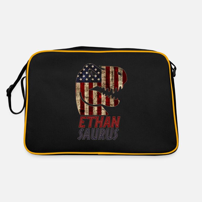 Patriotique Ethan Dinosaure Ethansaurus - Sac Retro - noir/or