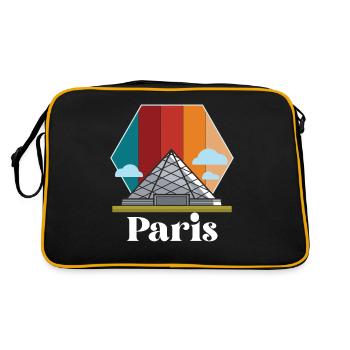 Paris Retro Louvre Museum Frankreich Kunst - Retro Tasche - Schwarz/Gold - Hinten