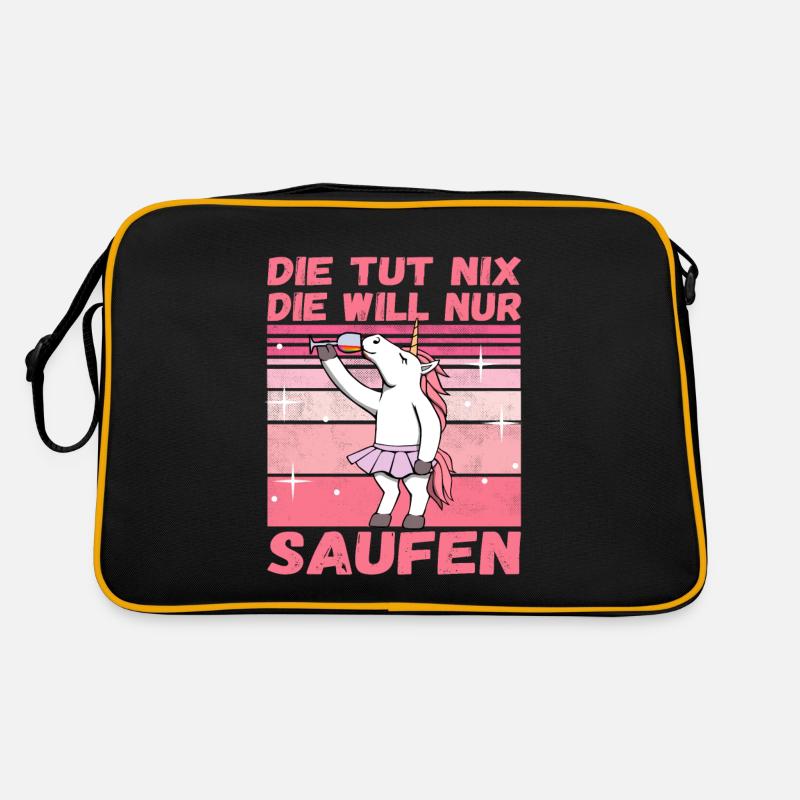 Die tut nix die will nur saufen Party Einhorn Retro Tasche