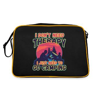 Ich brauche keine Therapie ich muss campen gehen - Retro Tasche - Schwarz/Gold - Hinten