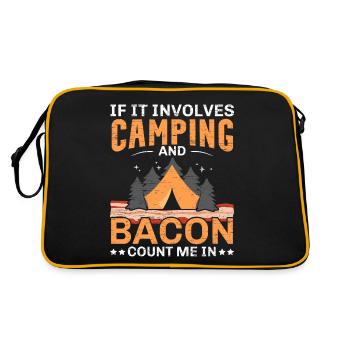 When it comes to camping and bacon, I'm a cam - Retro Bag - black/gold - Back