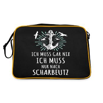 Scharbeutz Sprüche Scharbeutzer - Retro Tasche - Schwarz/Gold - Hinten
