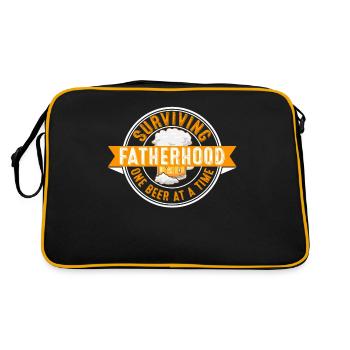 Surviving Fatherhood One Beer At A Time - Retro Tasche - Schwarz/Gold - Hinten