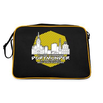Dortmunder Stadt Dortmund - Retro Tasche - Schwarz/Gold - Hinten