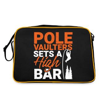 Stabhochspringer setzt hohe Latte im Stabhochsprun - Retro Tasche - Schwarz/Gold - Hinten