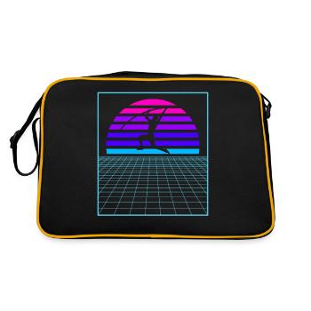 Vaporwave Stabhochspringer Leichtathletik Stabhoch - Retro Tasche - Schwarz/Gold - Hinten