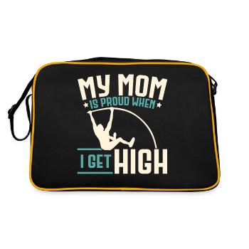 Meine Mutter ist stolz, wenn ich hoch komme Stabho - Retro Tasche - Schwarz/Gold - Hinten