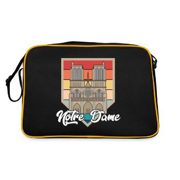 Notre Dame Nostalgie Kathedrale Pariser Stadt - Retro Tasche - Schwarz/Gold - Hinten