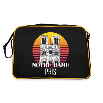 Notre Dame Frankreich Paris Kathedrale - Retro Tasche - Schwarz/Gold - Hinten