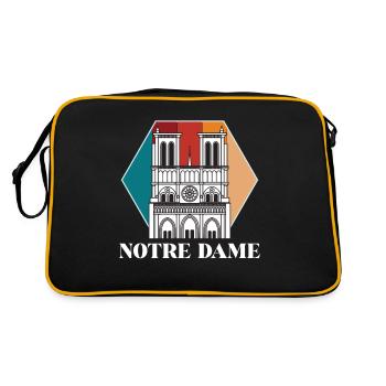 Paris Notre Dame Kathedrale Frankreich - Retro Tasche - Schwarz/Gold - Hinten