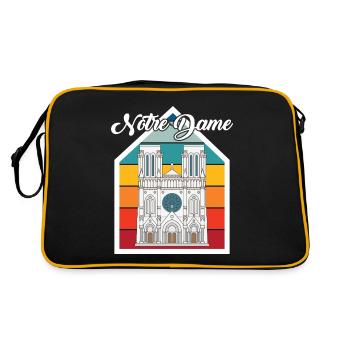 Nostalgie Notre Dame Paris Kathedrale französisch - Retro Tasche - Schwarz/Gold - Hinten