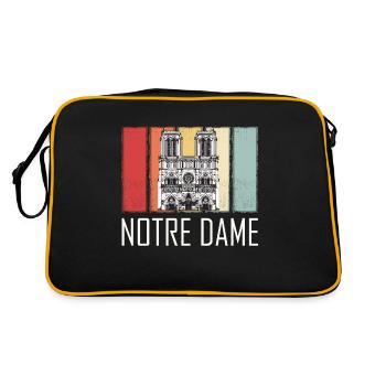 Notre Dame Retro Paris Kathedrale französisch - Retro Tasche - Schwarz/Gold - Hinten