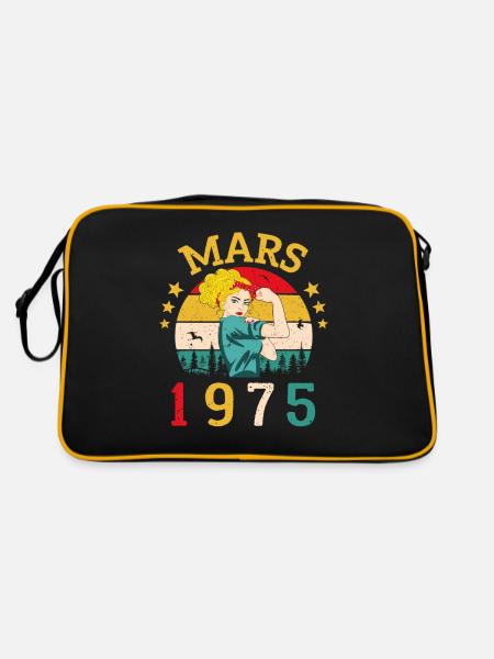 Mars 1975 Anniversaire Idée Cadeau Vintage 1975 - Sac Retro - noir/or