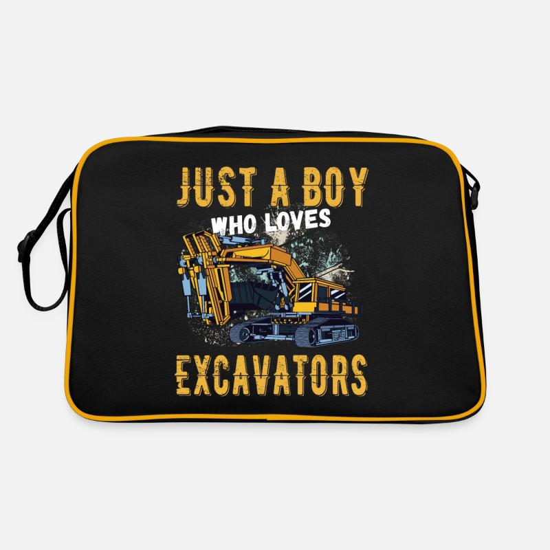Nur ein Junge der Bagger Liebt Retro Tasche