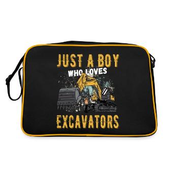 Seulement un garçon qui aime les excavatrices - Sac Retro - noir/or - Dos
