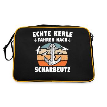 Scharbeutz Sprüche Scharbeutzer - Retro Tasche - Schwarz/Gold - Hinten