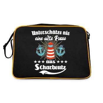 Scharbeutz Sprüche Scharbeutzer - Retro Tasche - Schwarz/Gold - Hinten
