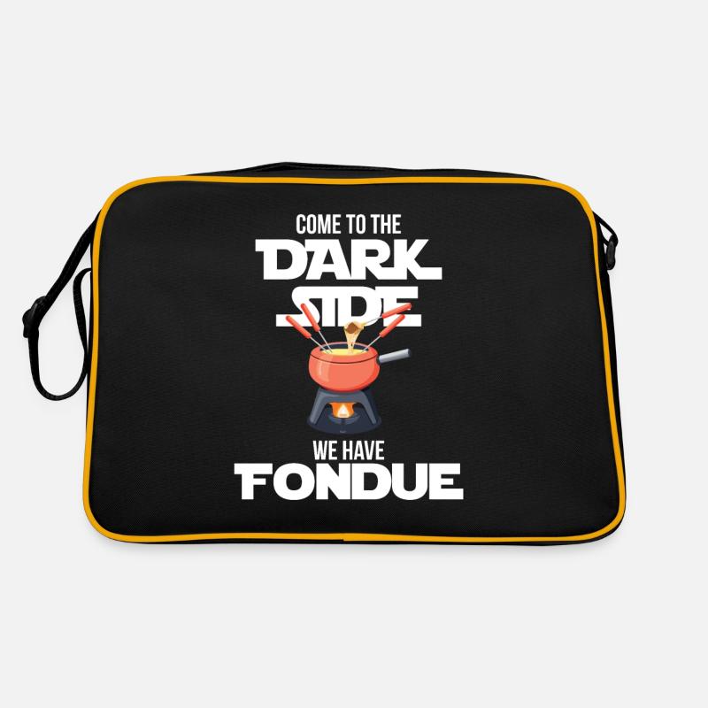 Fondue Dark Side Schweiz Käse Alpen - Retro Tasche - Schwarz/Gold
