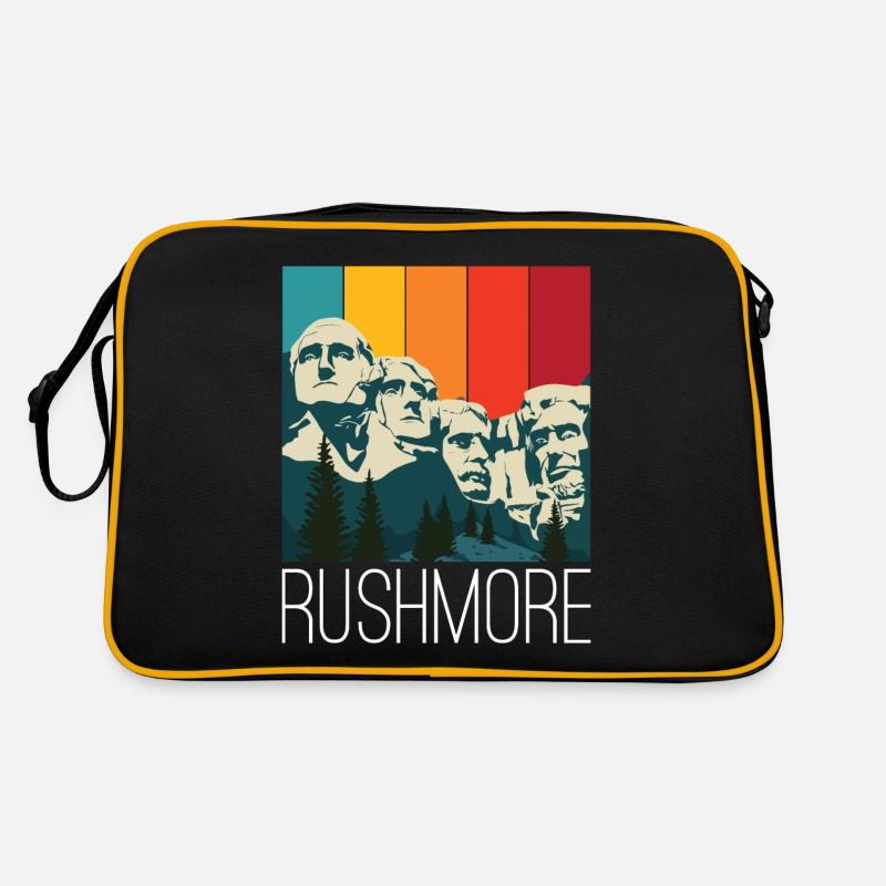 Rushmore Dakota US Präsidenten Denkmal - Retro Tasche - Schwarz/Gold