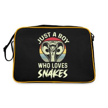 Boy loves snake cobra snake boa - Retro Bag - black/gold - Back