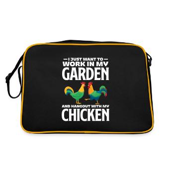 Poulet Farm Volaille Coq Poulets Cadeau - Sac Retro - noir/or - Dos