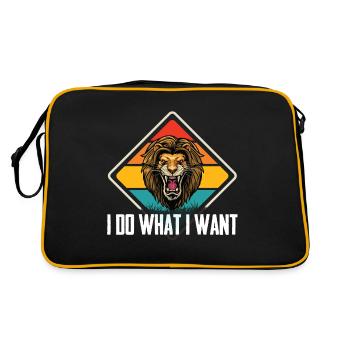 Lion Face Safari Mane Savannah Africa - Retro Bag - black/gold - Back