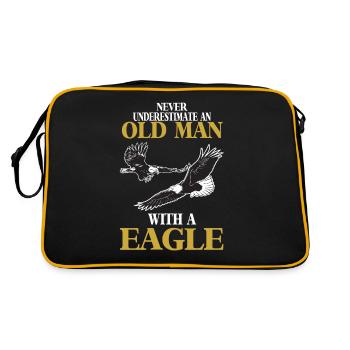 Aigle avec vieil homme Fauconnerie Oiseaux - Sac Retro - noir/or - Dos