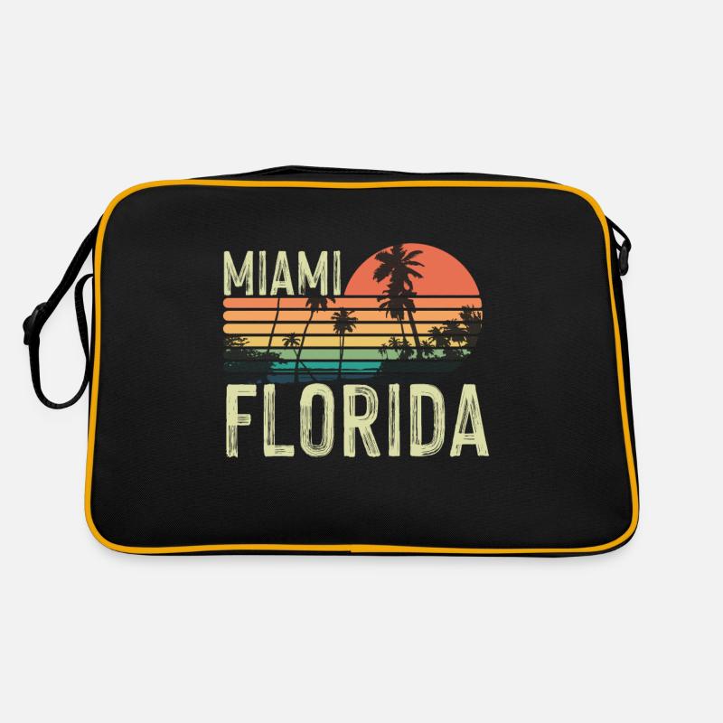 Miami Florida Palm Trees Sunset Beach Sun Sea Retro Bag