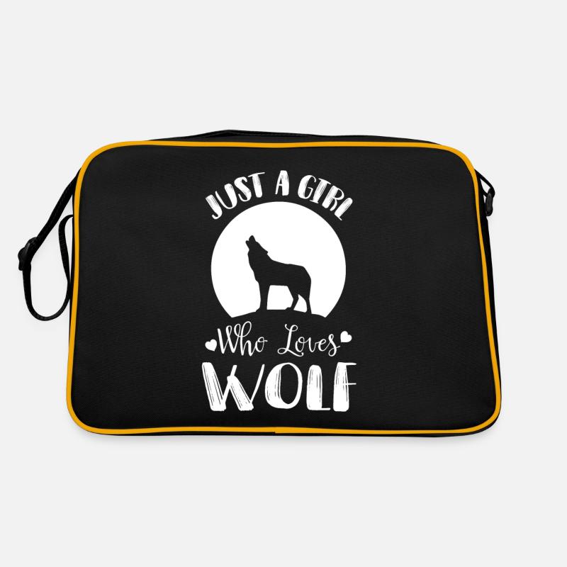 Girl loves wolves full moon wolf pack Retro Bag