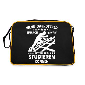 Dachdecker Dachspengler Dachdecken Dachklempner - Retro Tasche - Schwarz/Gold - Hinten