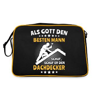 Dachdecker Dachspengler Dachdecken Dachklempner - Retro Tasche - Schwarz/Gold - Hinten