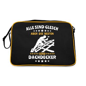 Dachdecker Dachspengler Dachdecken Dachklempner - Retro Tasche - Schwarz/Gold - Hinten