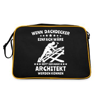 Dachdecker Dachspengler Dachdecken Dachklempner - Retro Tasche - Schwarz/Gold - Hinten