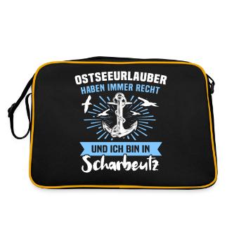 Scharbeutz Ostsee Scharbeutzer Souvenir - Retro Tasche - Schwarz/Gold - Hinten