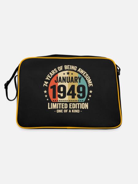 74 Ans Janvier 1949 Anniversaire Cadeau Vintage - Sac Retro - noir/or - Dos