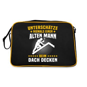 Dachdecker Sprüche Dachdecken - Retro Tasche - Schwarz/Gold - Hinten