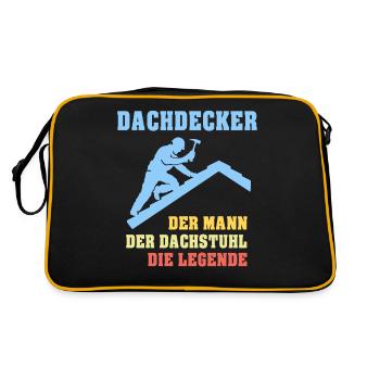 Dachdecker Sprüche Dachdecken - Retro Tasche - Schwarz/Gold - Hinten