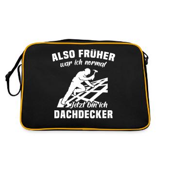 Dachdecker Sprüche Dachdecken - Retro Tasche - Schwarz/Gold - Hinten