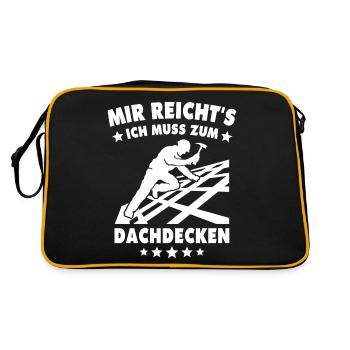 Dachdecker Sprüche Dachdecken - Retro Tasche - Schwarz/Gold - Hinten