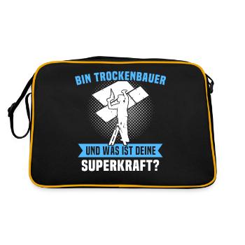 Trockenbauer Trockenbaumonteur Trockenbau - Retro Tasche - Schwarz/Gold - Hinten