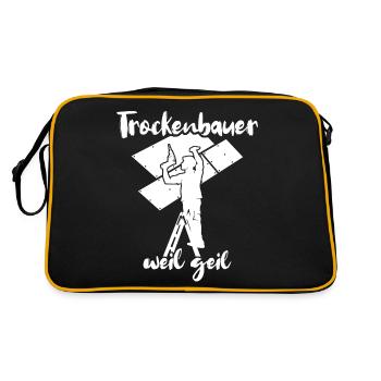 Trockenbauer Trockenbaumonteur Trockenbau - Retro Tasche - Schwarz/Gold - Hinten
