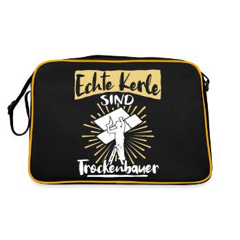 Trockenbauer Trockenbaumonteur Trockenbau - Retro Tasche - Schwarz/Gold - Hinten