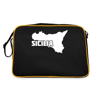 Sicile Île Contour Sicilia - Sac Retro - noir/or - Dos
