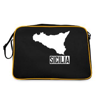 Sizilien Sicilia - Retro Tasche - Schwarz/Gold - Hinten
