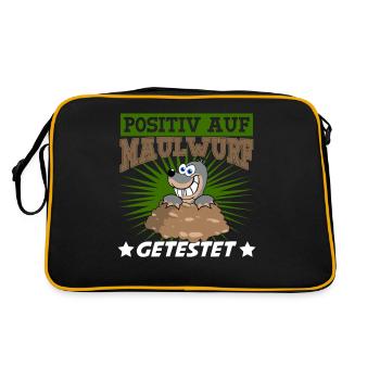 Maulwurf Mole Maulwurfshügel Maulwürfe - Retro Tasche - Schwarz/Gold - Hinten